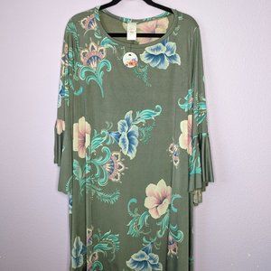 Grey Floral Dress, Size 3XL